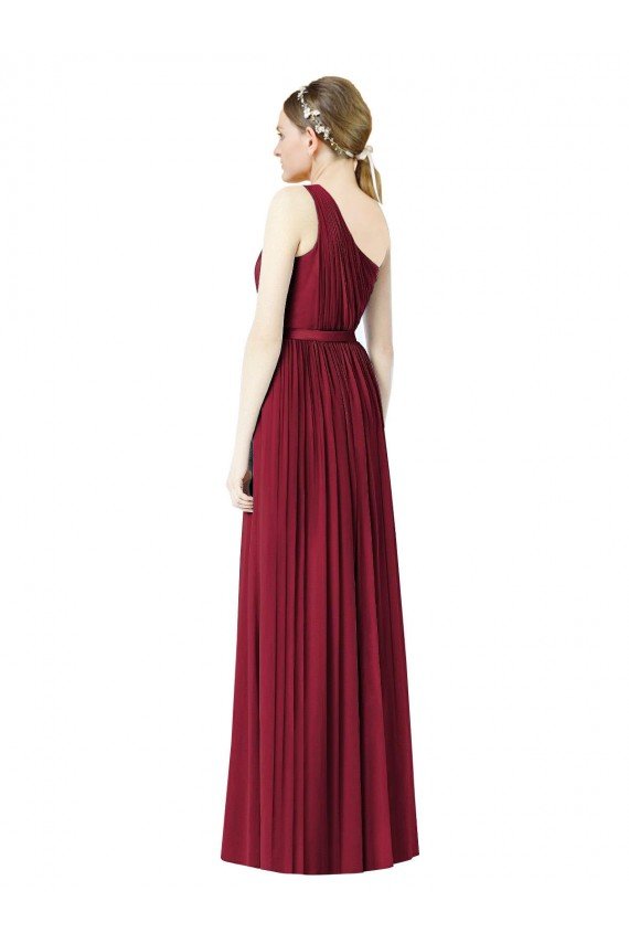 One Shoulder Full Length Long Chiffon Bridesmaid Dress. Bristol