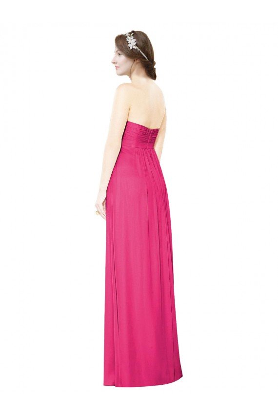 Full Length Strapless Long Chiffon Dress with Waistband Bristol
