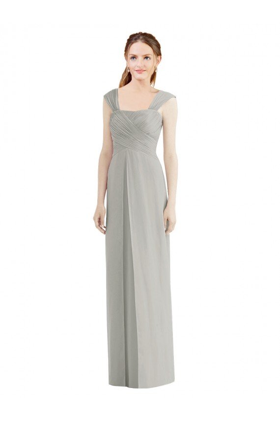 Full Length Lux Chiffon Dress with Draped Bodice And Shirred Straps Bristol