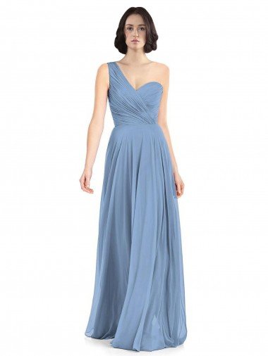 One Shoulder Long Chiffon Bridesmaid Dress with Sweetheart Bodice Bristol