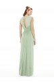 Sheer Back Cap Sleeves Long Chiffon Bridesmaid Dress  Bristol