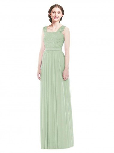 Sleeveless Chiffon Long Bridesmaid Dress with Shoulder Straps Bristol