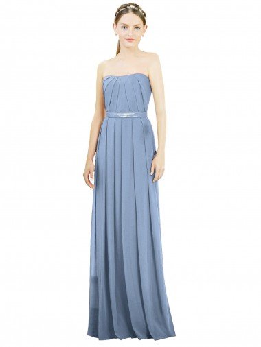 V-Pleat Chiffon Full-Length Strapless Bridesmaid Dress Bristol