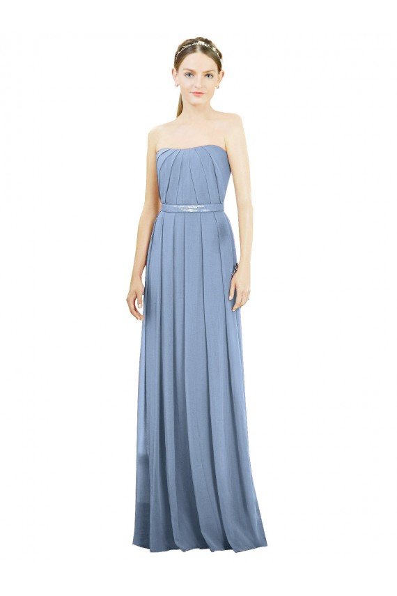 V-Pleat Chiffon Full-Length Strapless Bridesmaid Dress Bristol