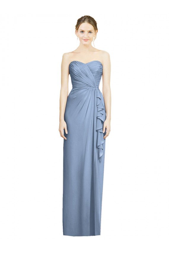 Strapless Full-Length Chiffon Bridesmaid Dress with Front Slit Bristol