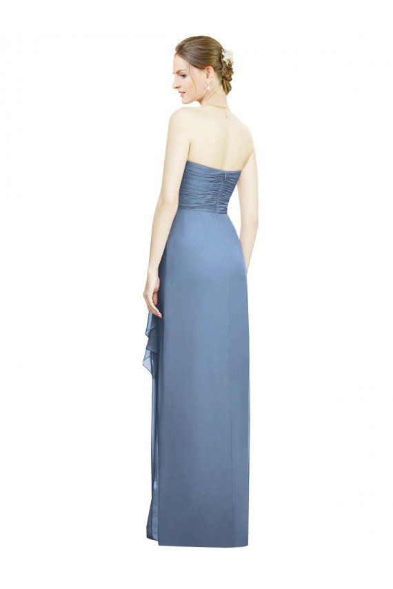 Strapless Full-Length Chiffon Bridesmaid Dress with Front Slit Bristol