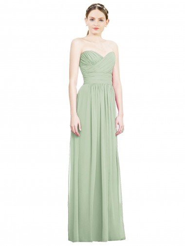 Crisscross Draped Full Length Strapless Chiffon Bridesmaid Dress Bristol