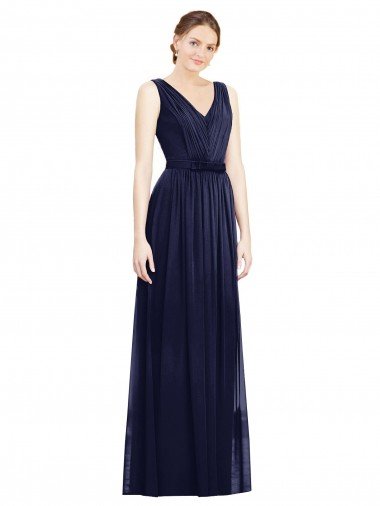 Full-Length V-Neck Lux Chiffon Bridesmaid Dress with V-Back Bristol