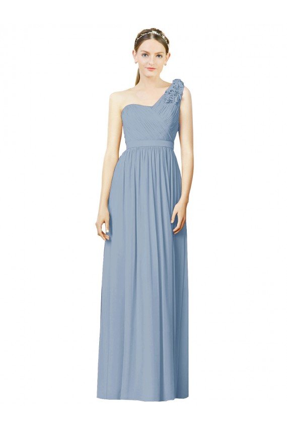 Flower Shoulder Draped One Shoulder Chiffon Bridesmaid Dress Bristol