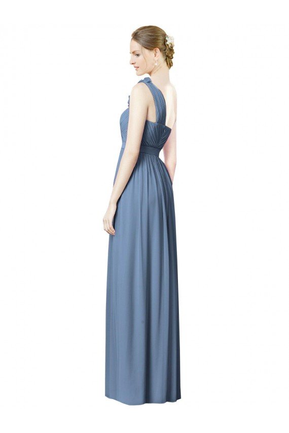 Flower Shoulder Draped One Shoulder Chiffon Bridesmaid Dress Bristol