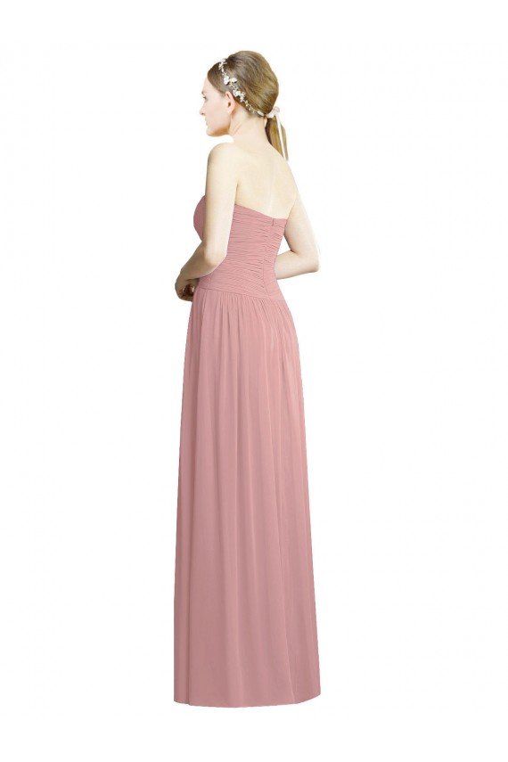 Crossover Draped Sweetheart Chiffon Formal Bridesmaid Dress with Front Slit Bristol