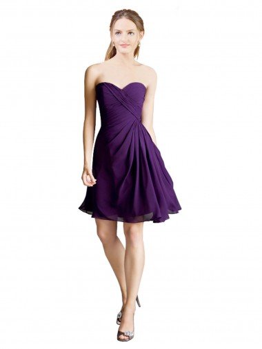 Draped Chiffon Long Sweetheart Cocktail Bridesmaid Dress Bristol