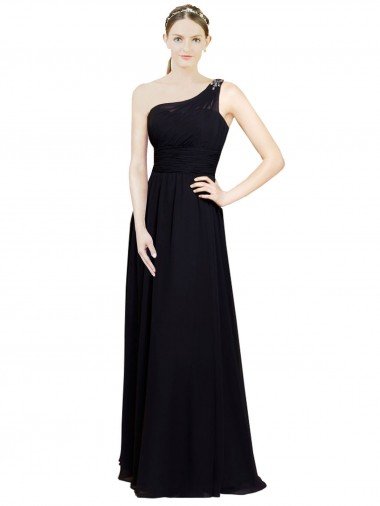 Sweetheart Chiffon Bridesmaid Dress with Beaded One Shoulder Strap Bristol