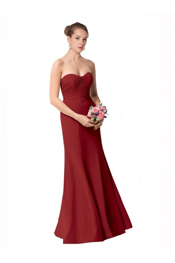 Full Length Sweetheart Chiffon Bridesmaid Dress with Ruched Bodice Bristol
