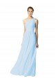 One Shoulder Long Chiffon Bridesmaid Dress with Shirred Bodice and Front Keyhole Bristol