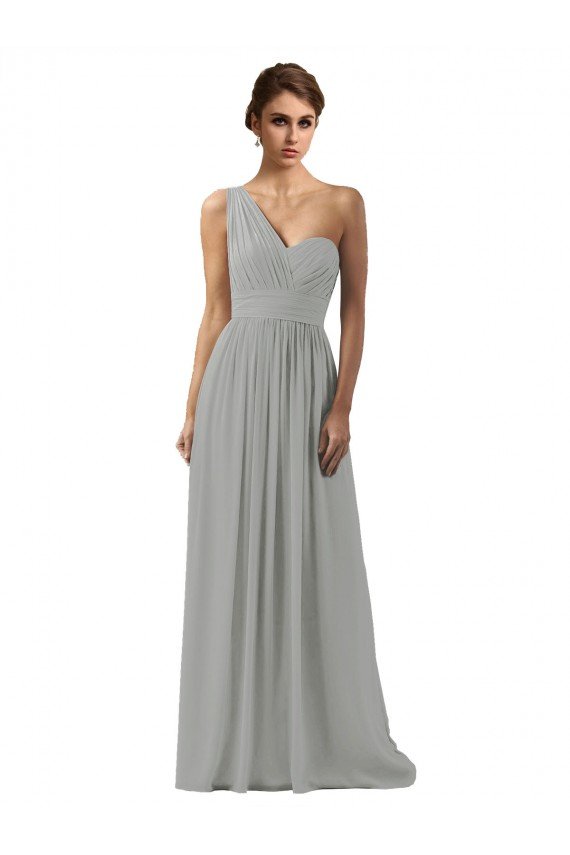 Ruffled One Shoulder Floor Length Long Chiffon Bridesmaid Dress Bristol