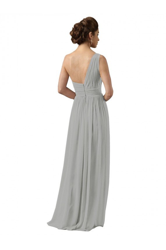 Ruffled One Shoulder Floor Length Long Chiffon Bridesmaid Dress Bristol