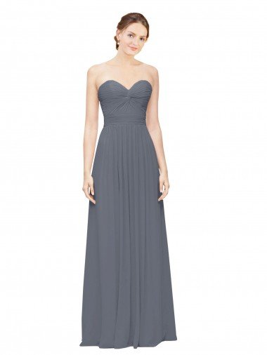 Twisted Waist Pleats Sweetheart Long Chiffon Bridesmaid Dress Bristol