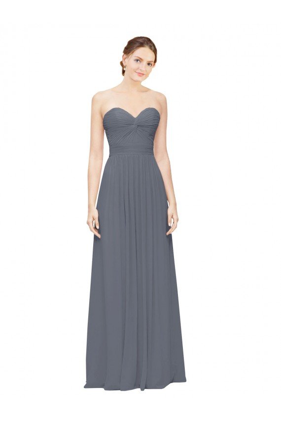 Twisted Waist Pleats Sweetheart Long Chiffon Bridesmaid Dress Bristol