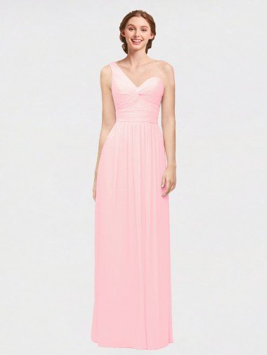 One Shoulder Twisted Waist Sweetheart Chiffon Bridesmaid Dress Bristol