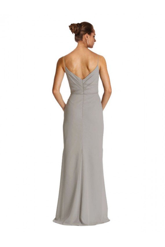 Long Chiffon A-Line Bridesmaid Dress with Criss-Cross Draped Bodice Bristol