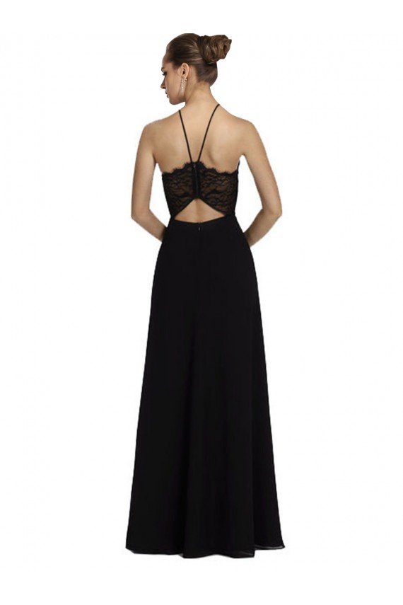 Lace Halter Neckline Chiffon A-Line Bridesmaid Dress with Sheer Back Bristol