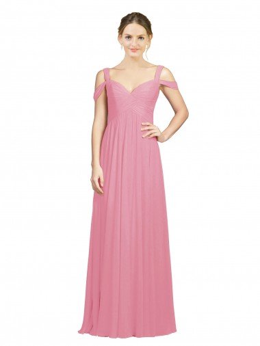 Sweetheart Long Chiffon Bridesmaid Dress with Off the Shoulder Straps Bristol