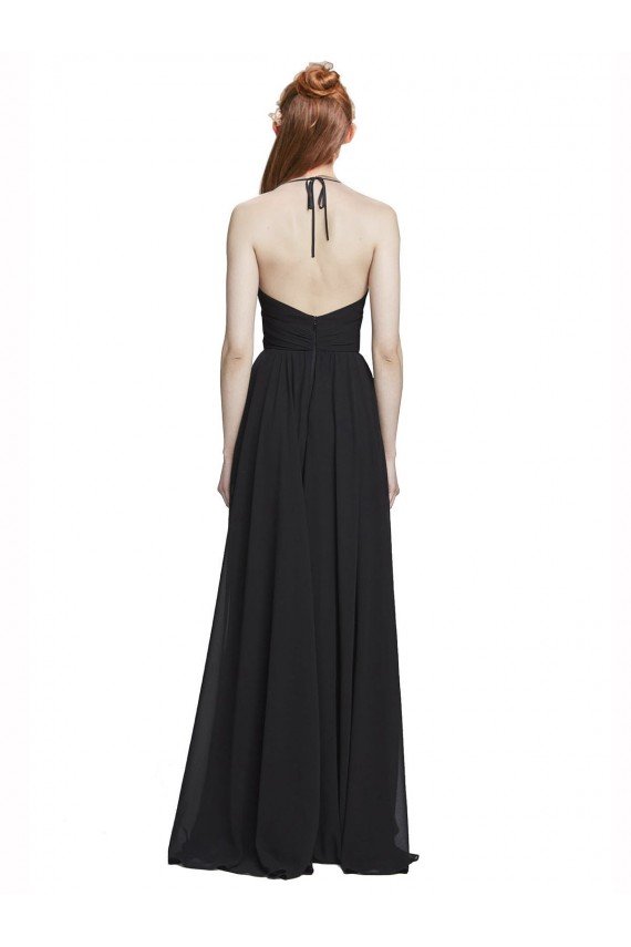 Halter Chiffon Bridesmaid Dress with V-Neckline and Criss Cross Waist Bristol