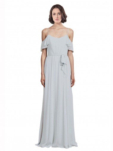 Off the Shoulder Spaghetti Strap Long Chiffon Bridesmaids Dress Bristol