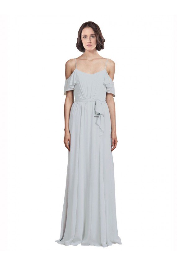 Off the Shoulder Spaghetti Strap Long Chiffon Bridesmaids Dress Bristol