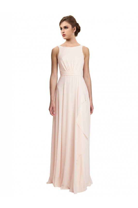 High Neck Chiffon Bridesmaid Dress with Deep V-Back and Cascading Skirt Bristol