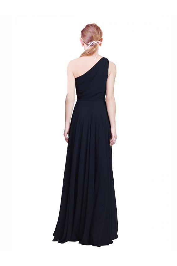 Long Chiffon Bridesmaid Dress with One Shoulder Neckline And Belt Bristol