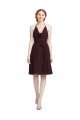 Short Knee Length Chiffon Bridesmaids Dress with Halter Cowl Neck Bristol
