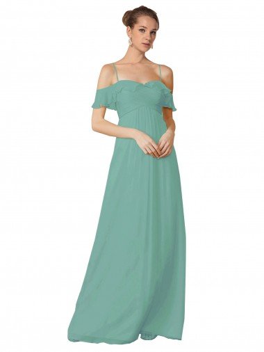 Hand-Ruched Chiffon Bridesmaid Dress with Flutter Sleeves Bristol