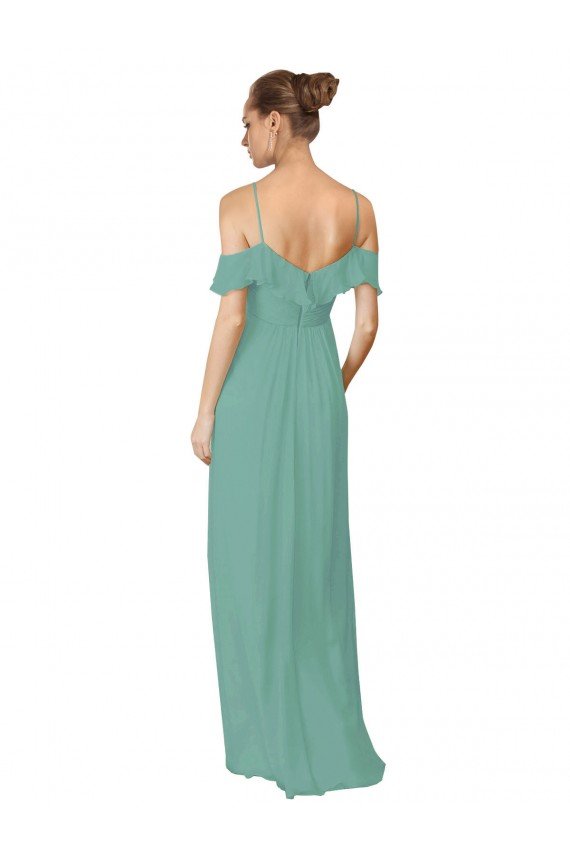 Hand-Ruched Chiffon Bridesmaid Dress with Flutter Sleeves Bristol