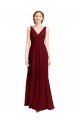 Long Chiffon V-Neck Bridesmaids Dress with Double Strap Bristol