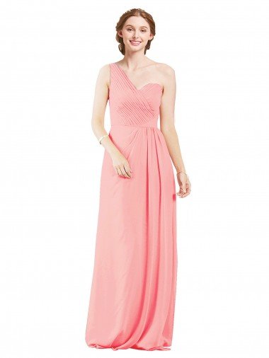 One Shoulder Sweetheart Neckline Long Chiffon Bridesmaid Dress Bristol