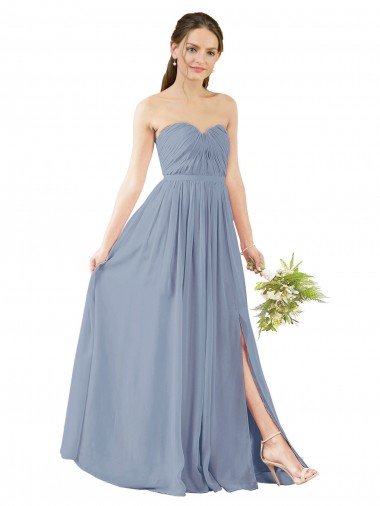 Deep Sweetheart Neckline Open Back Long Chiffon Bridesmaid Dress Bristol