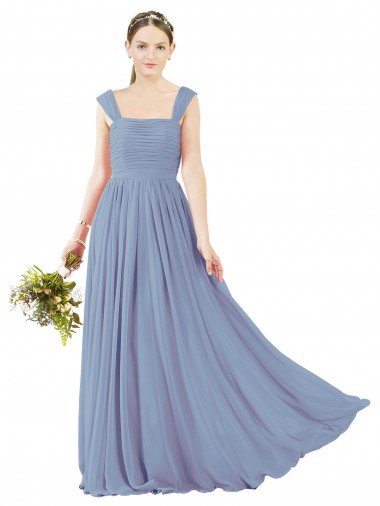 Square Neckline Sexy Open Back Long Chiffon Bridesmaid Dress Bristol
