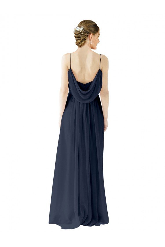 Spaghetti Straps Open Back Long Chiffon Bridesmaid Dress Bristol