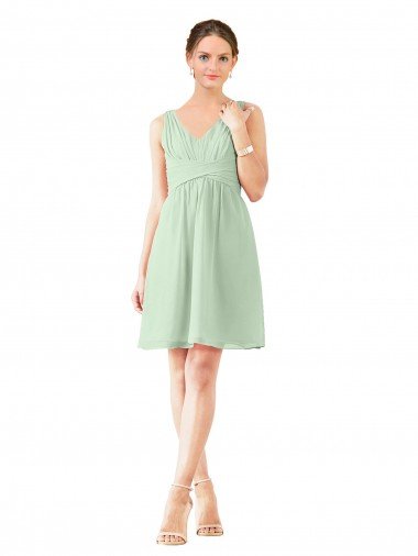 v-Neckline Short Knee Length Chiffon Cocktail Bridesmaid Dress Bristol