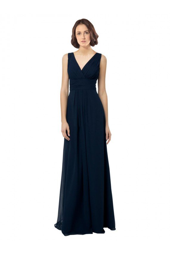 Chiffon Sleeveless Bridesmaid Dress with V Front and Back Bristol