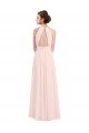 Sleeveless Chiffon High Neck Bridesmaid Dress with Diagonal Pleats Bristol