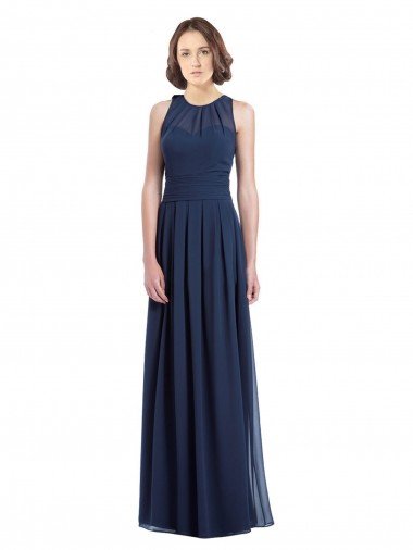 Chiffon High Neck Sleeveless Bridesmaid Dress with Pleats Bristol