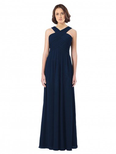 Long Chiffon Bridesmaid Dress V-Neck Top Bristol