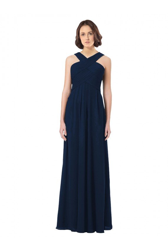 Long Chiffon Bridesmaid Dress V-Neck Top Bristol