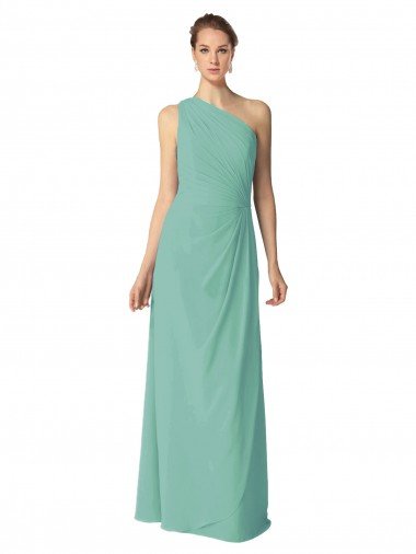 Long Chiffon One Shoulder Full Length Bridesmaid Dress Bristol