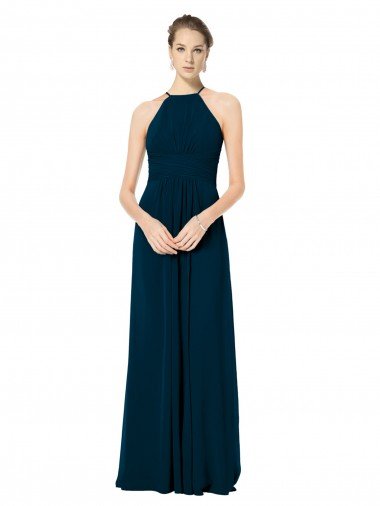 Spaghetti Strap Long Chiffon Halter A-Line Bridesmaid Dress Bristol