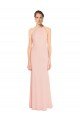 High Neck Long Chiffon Halter Bridesmaid Dress with Drape Chiffon Overlay Bristol