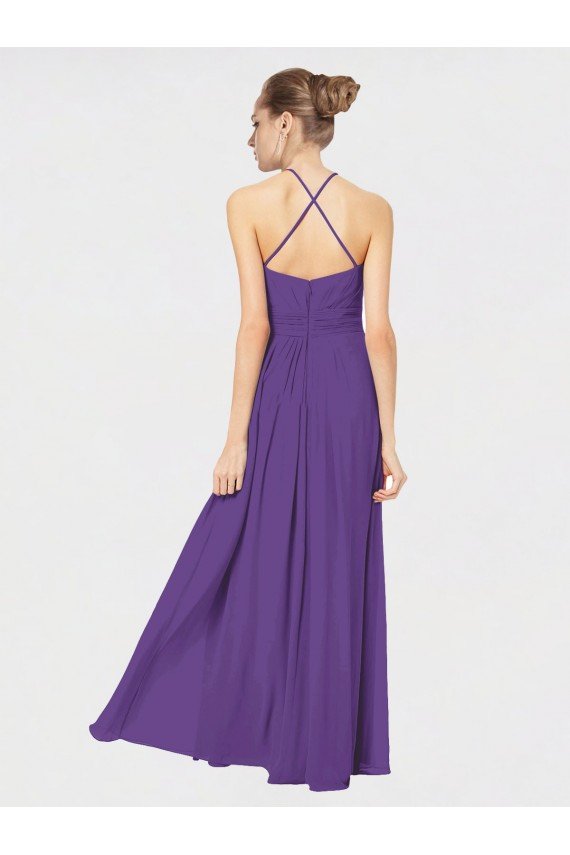 Long Chiffon Spaghetti Strap Halter Bridesmaid Dress Bristol